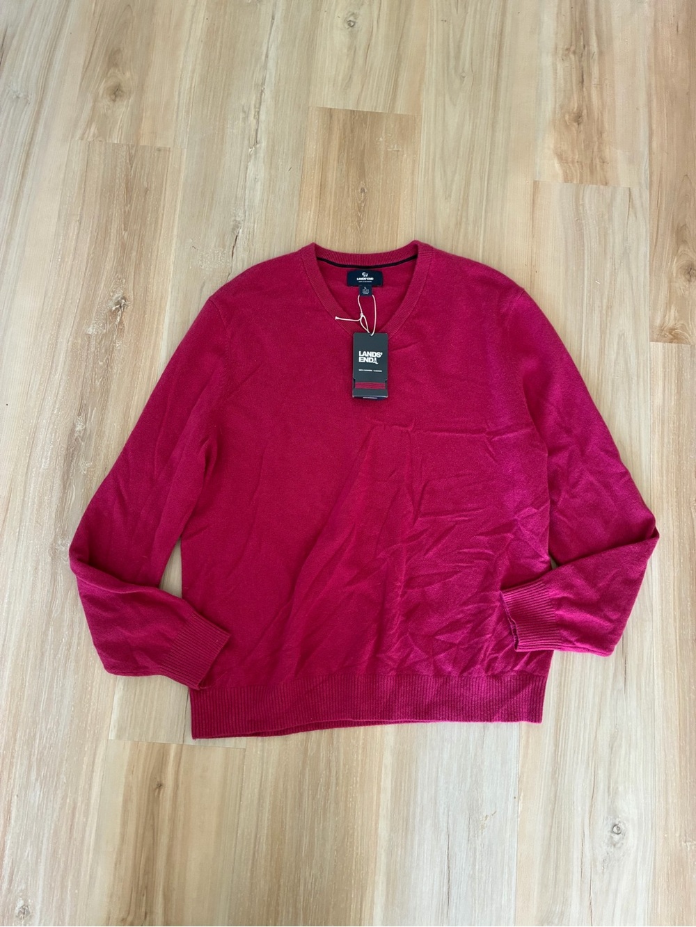 Lands' End Men's Crewneck Sweater in Raspberry
